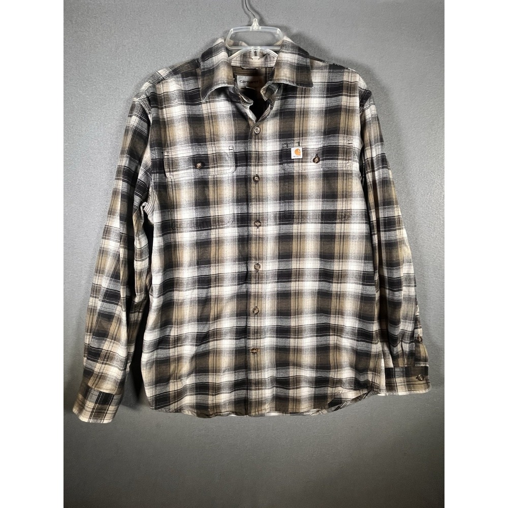 Carhartt  Small Flannel Button Up  Shirt Gray Black Plaid